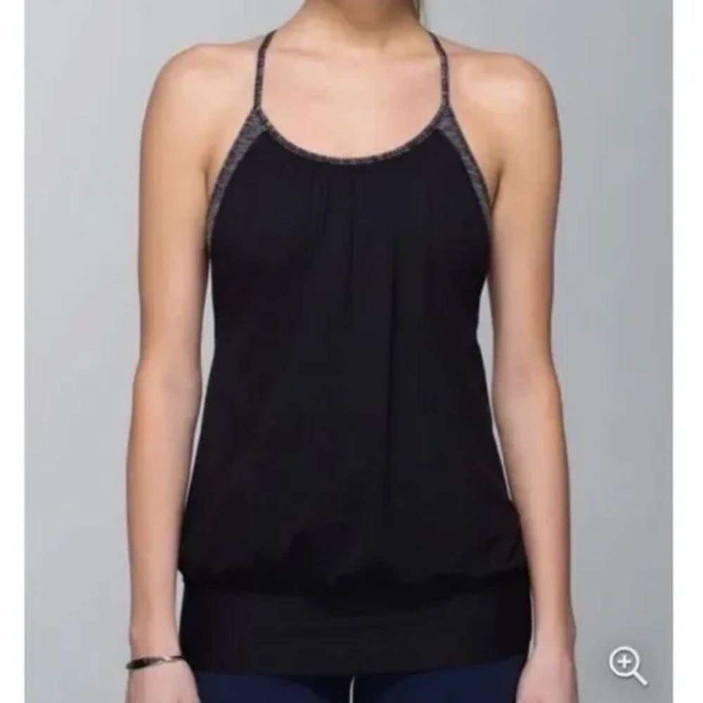 Lululemon No Limits Tank Black Mesh Top with Built-in Sports Bra Size 6